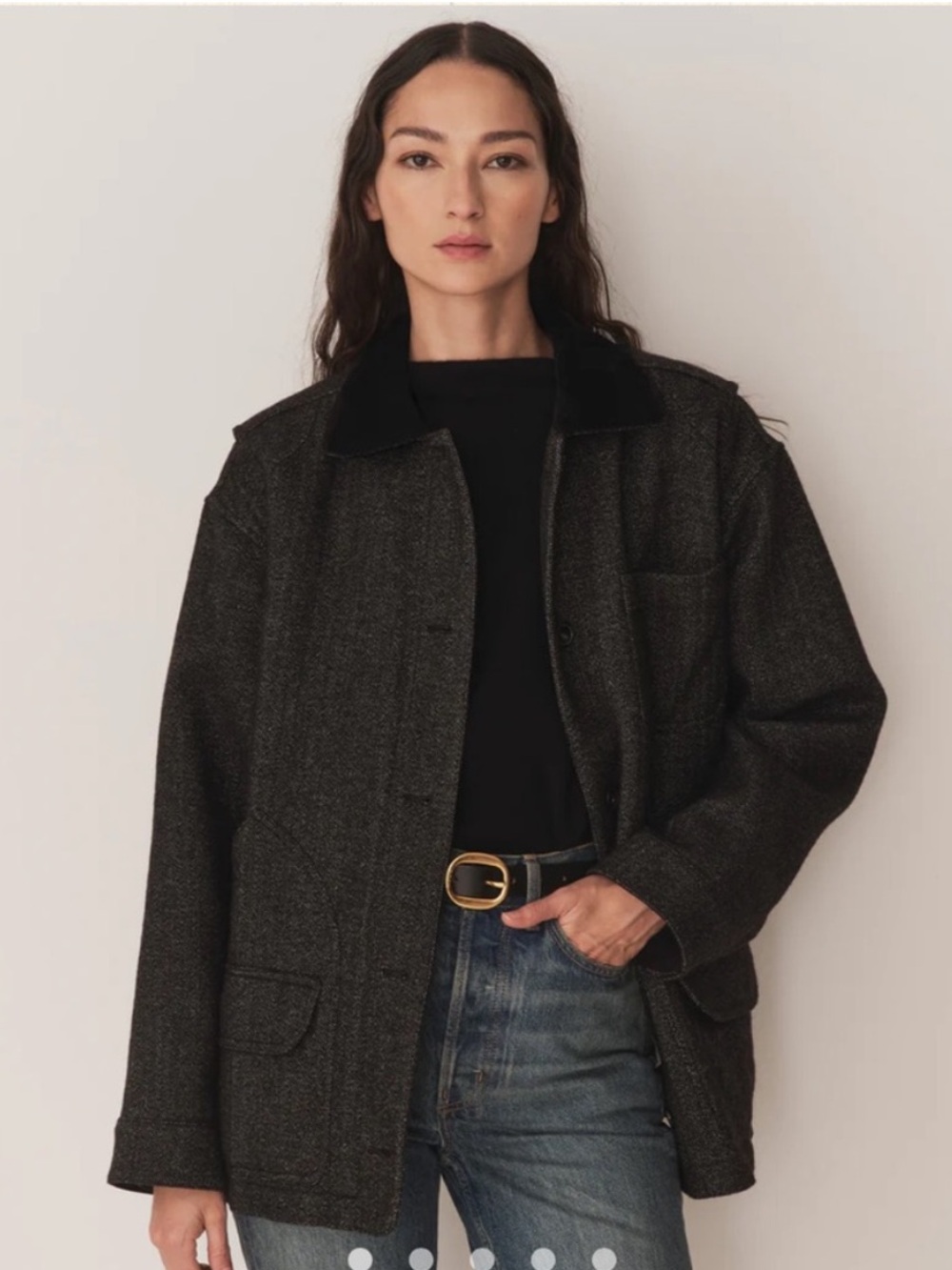 DÔEN Pascual Wool Jacket - Charcoal Herringbone
